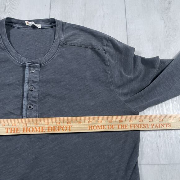 Marine Layer Shirt Mens Large Gray Long Sleeve Henley Elbow Patches Cotton - Picture 9 of 10
